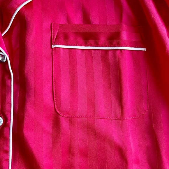 L VS VICTORIA'S SECRET Satin & Rhinestone /Crystal Button Red 2 pc PJ Set - Picture 9 of 11